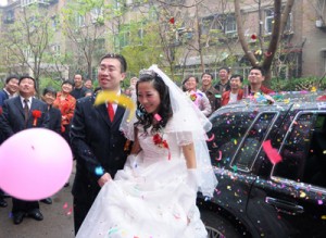 The groom took the bride home